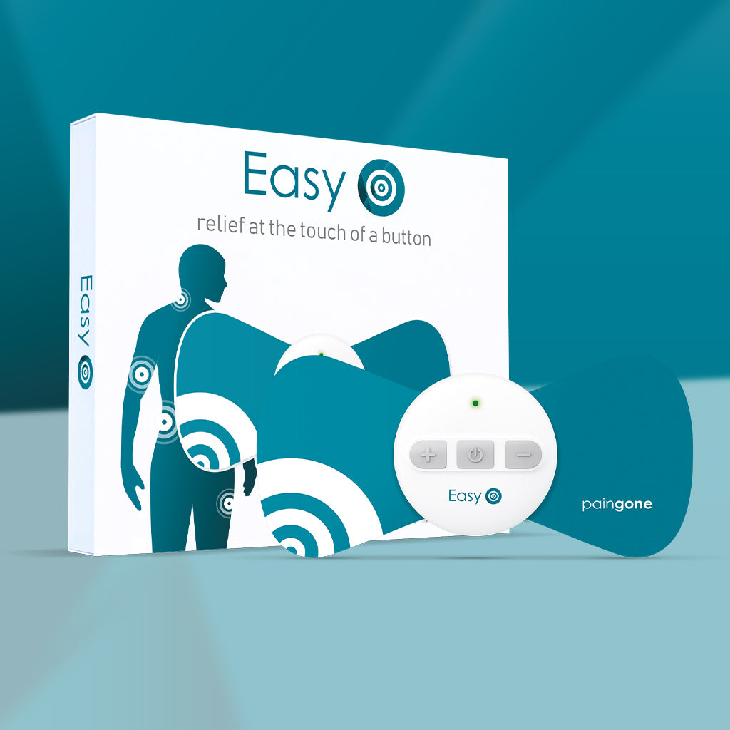 Product image of Paingone Easy device and the box behind it