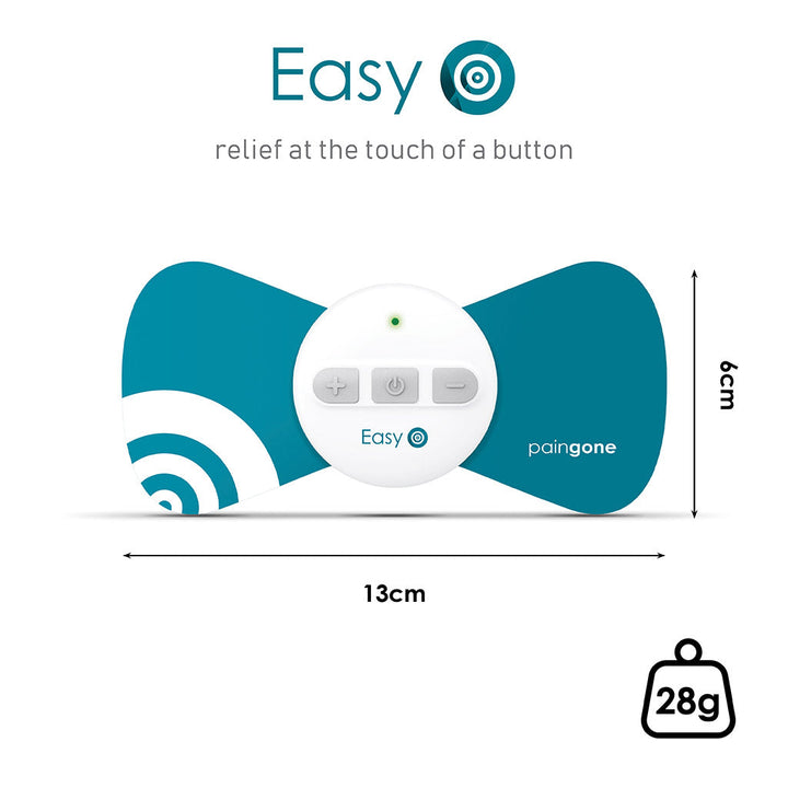 Paingone Easy is 6 centimetres in height by 13 centimetres in length and weighs 28g