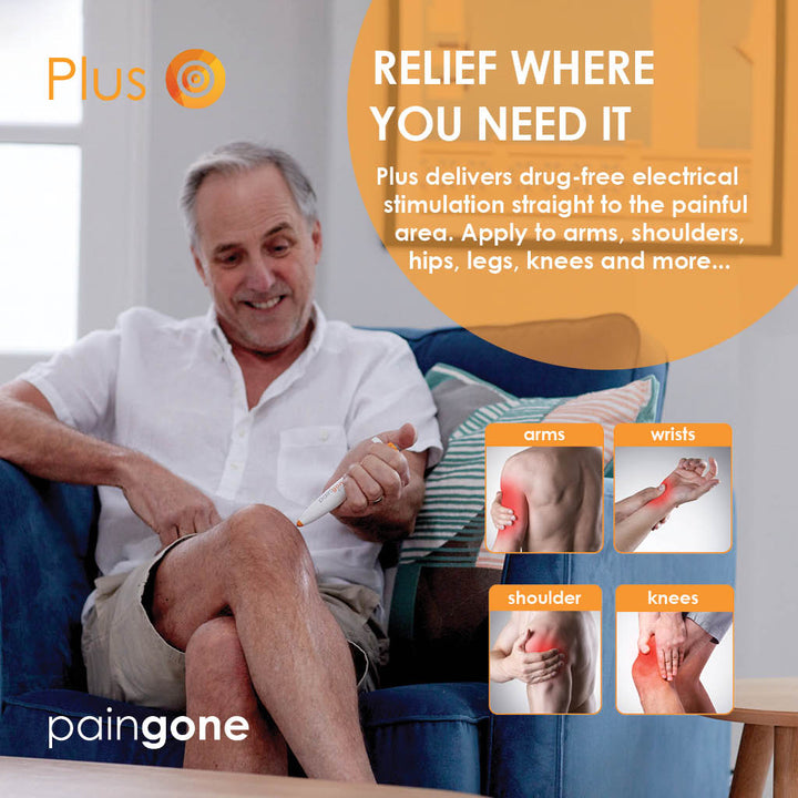plus delivers drug free electrical stimulation straight to the painful areas