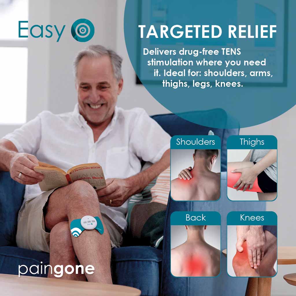 Delivers drug-free TENS stimulation where you need it. Ideal for: shoulders, arms, thighs, legs, knees.