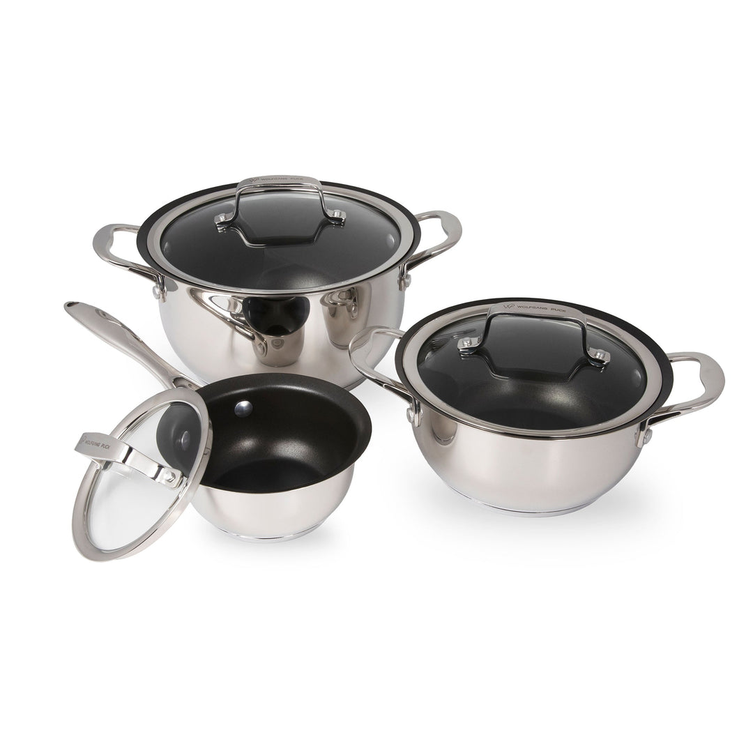 6-Piece Stainless Steel Pots and Pans by Wolfgang Puck
